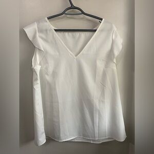 SHEIN White V-Neck Blouse